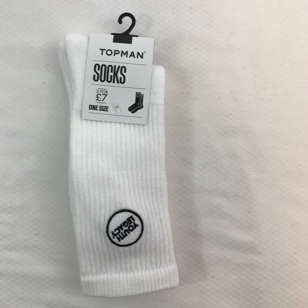NWT Topman CREW Socks Men's One Size WHITE